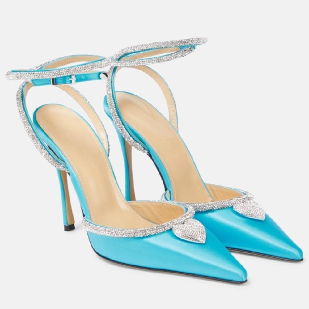 Mach & Mach‎ Heart crystal embellished satin pumps size 36.5EU